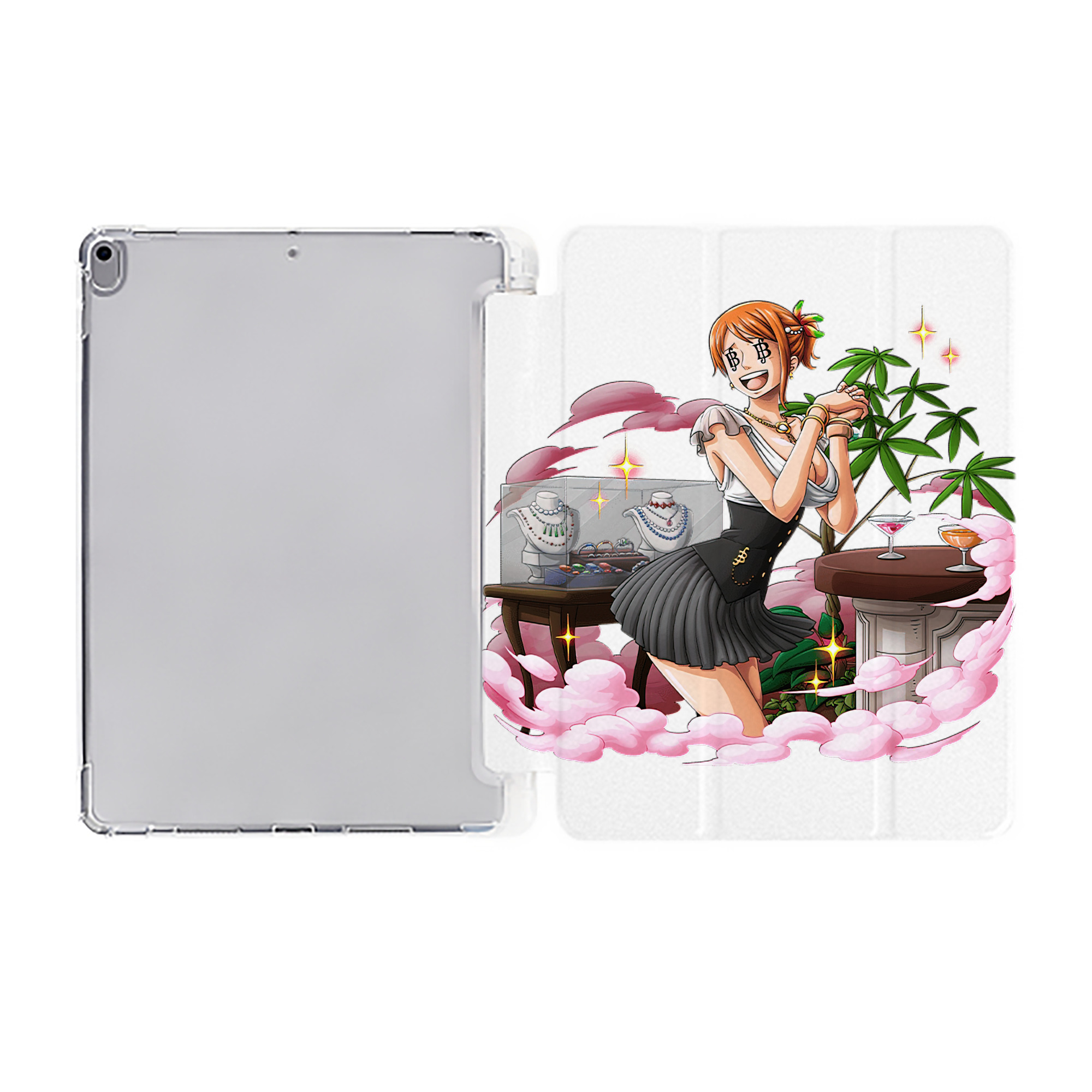 （画像用） ワンピース ナミ ONE PIECE Nami IPad ケース ペン収納付き 三つ折りスタンド PUレザー×シリコン 対応機種9.5/10.5/10.9インチ